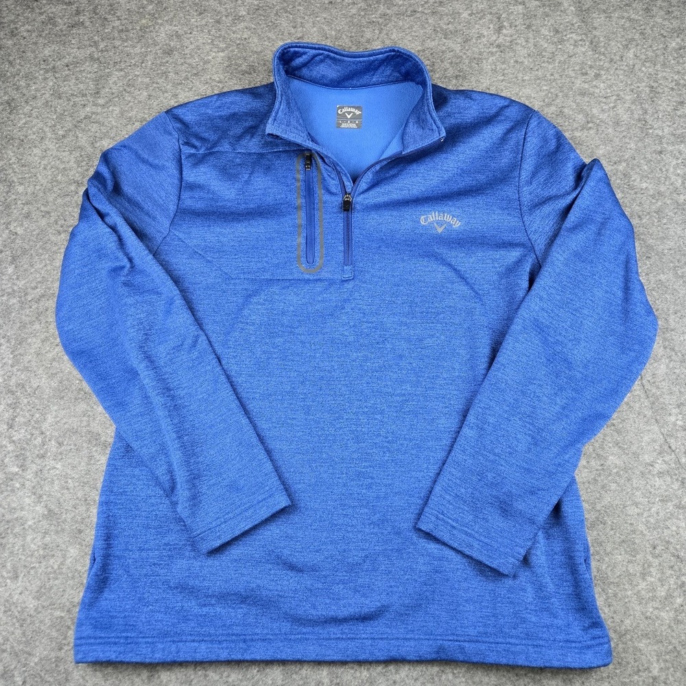 Callaway 1/4 Zip Soft Touch Pullover Mens Large Blue Golf Fleece Athletic Jacket
